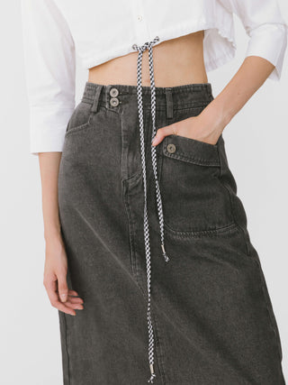 Denim Elasticated Maxi Skirt