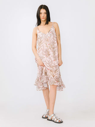 Chiffon Floral Ruffle Hem Sling Dress