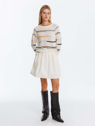 Striped Knit Long Sleeve Top with Wool Blend