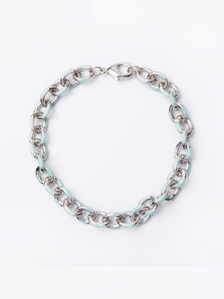 Silver and Mint Thick Chain Bracelet