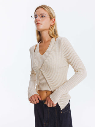 Single Button Cardigan with Wool Blend