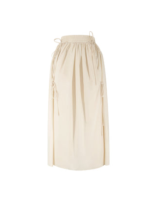 Ruched Waist Tied Up Midi Skirt