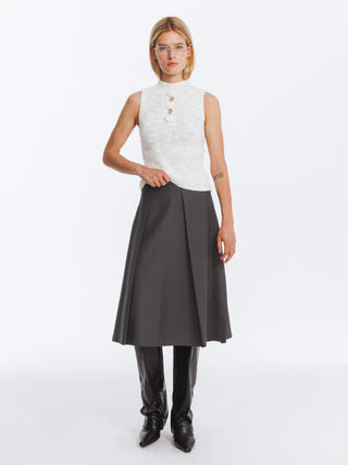 High Waist Pleated A-line Skirt