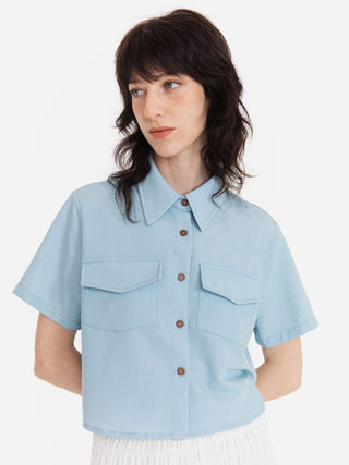 Fresh Color Lapel Short Shirt