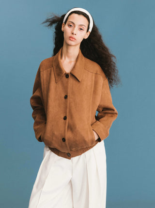 ONE BY CUBIC Elastic Hem Suede Jacket