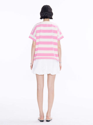 CUBIC Heart Oversized Striped T-Shirt