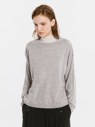 Crew Neck Long Sleeve Top with Wool Blend