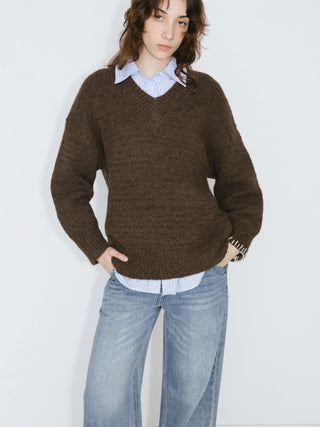 V-Neck Alpaca Knitwear Jumper