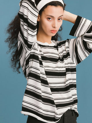 ONE BY CUBIC Stripped Knitwear Jumper with Wool Blend