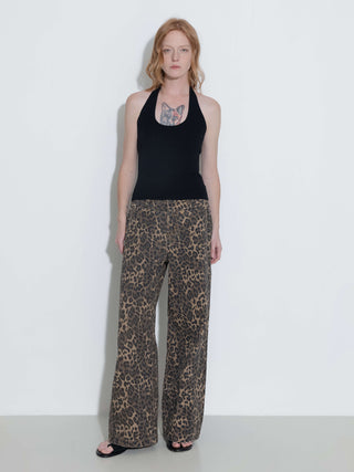 Leopard Wide Leg Denim Jeans