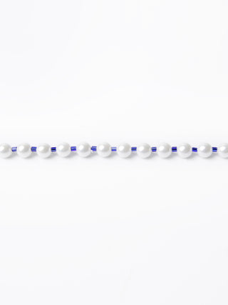 Klein Blue and Pearl Beaded Necklace
