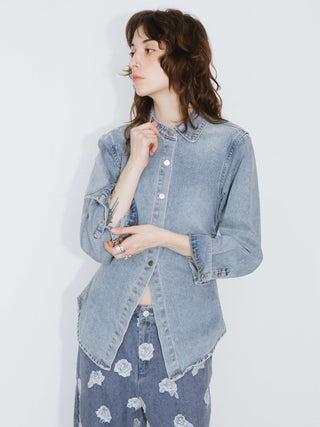 Blue Denim 100% Cotton Long Shirt