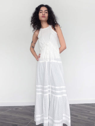 White Lace Halterneck Maxi Dress