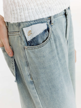 High Waist Loose Straight Washed Jeans