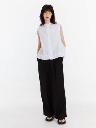 Sleeveless Casual Top with Ruffled Hem