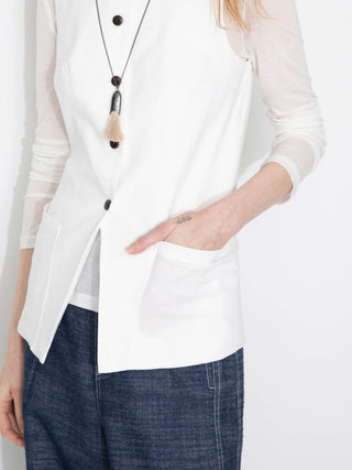 Fitted Buttoned Round Neck Vest