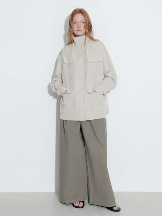 Oversized Funnel Neck Cropped Cargo Jacket