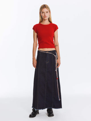 Jacquard Cropped Knit Top with Cashmere Blend