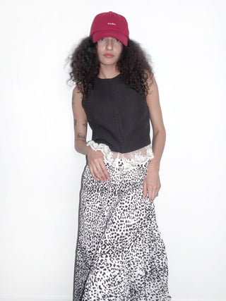 Retro Leopard Pleated A-Line Skirt