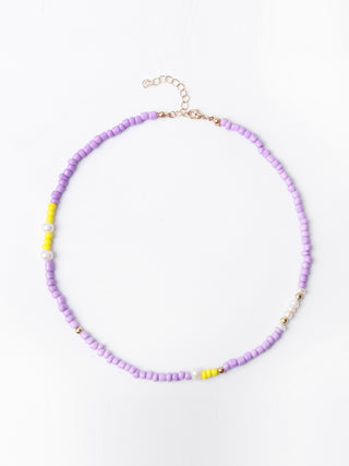 Purple and Yellow Beaded Necklace