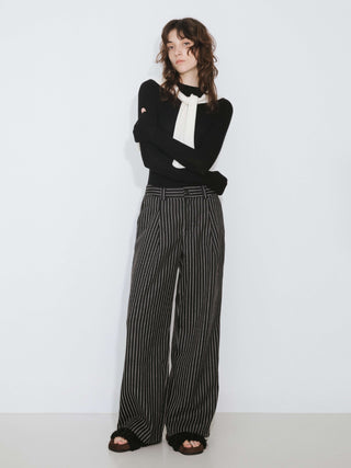 Retro Striped Straight Trousers