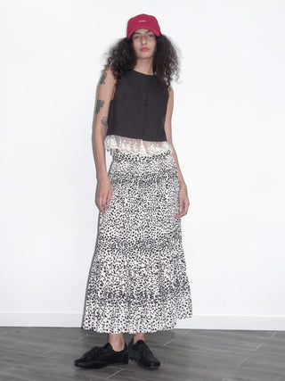 Retro Leopard Pleated A-Line Skirt