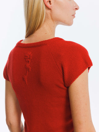 Jacquard Cropped Knit Top with Cashmere Blend