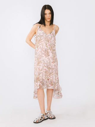 Chiffon Floral Ruffle Hem Sling Dress