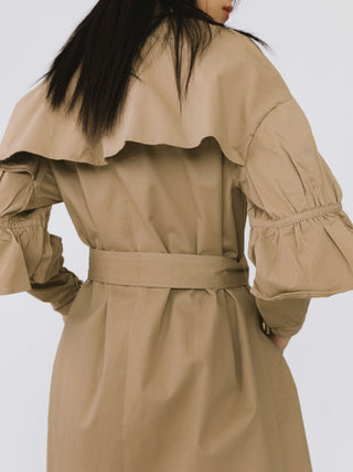 Ruffled Sleeves Trench Coat