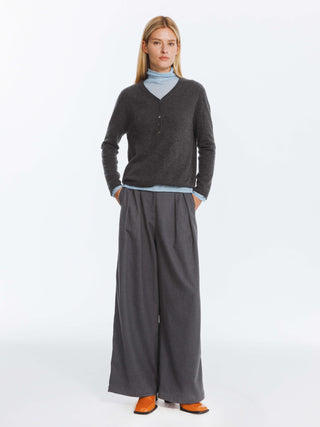 Wide Leg Double Pleated Trousers