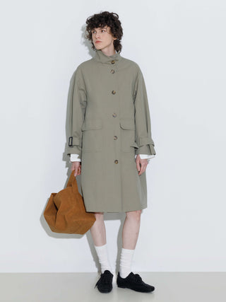 High Collar Long Trench Coat