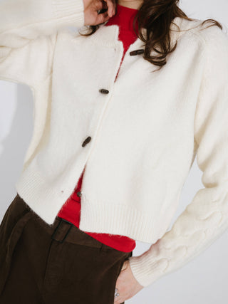 Crew Neck Short Knit Cardigan