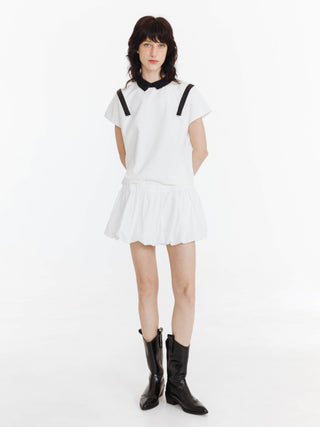 A-line Pleated Patchwork Bud Skirt