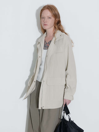 Oversized Funnel Neck Cropped Cargo Jacket