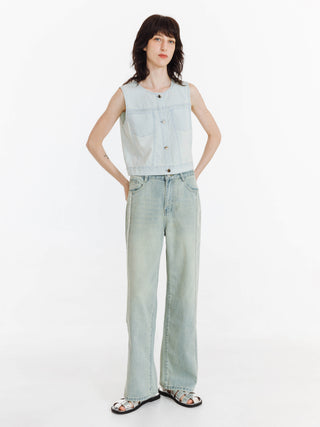 Fray Panelled Wide Leg Jeans