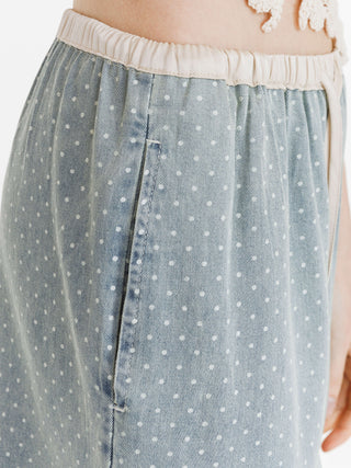 Polka Dot Print Elastic Waist Jeans