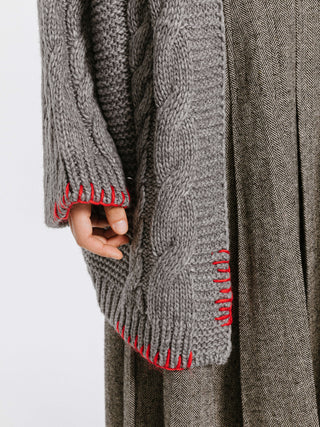 Cable Knit Cardigan with Wool Blend