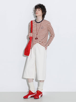 "CUBIC WINE CLUB" Striped Long Sleeve Top