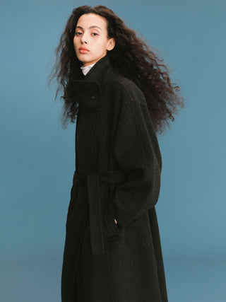 ONE BY CUBIC Double Face Tailored Wool Coat with Belt