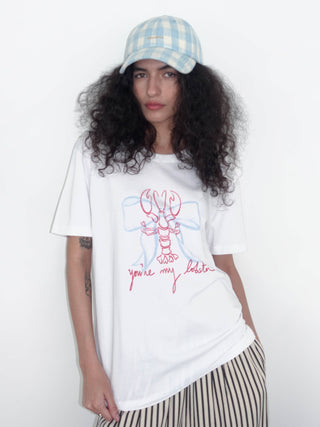 "You‘re my lobster" Printed White T-shirt