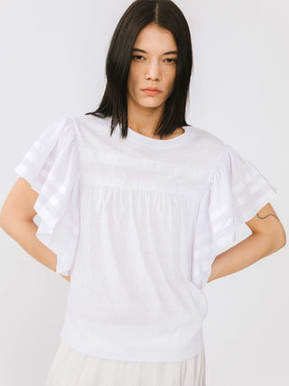 Loose Fit T-shirt with Ruffle Sleeves