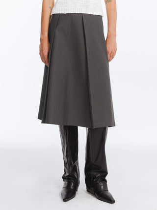 High Waist Pleated A-line Skirt