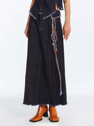 High Waist Denim Vintage A-line Skirt