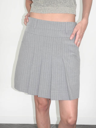 Pinstripe Pleated Mini Skirt