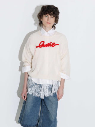 "CUBIC" Embroidered Crewneck Sweater