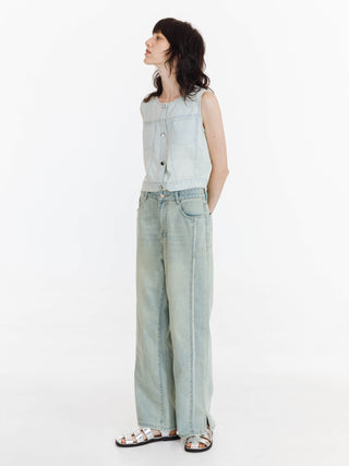 Fray Panelled Wide Leg Jeans