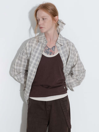 100% Cotton Embroidered Lace Checkered Oversized Shirt