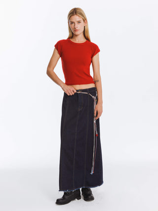 Jacquard Cropped Knit Top with Cashmere Blend