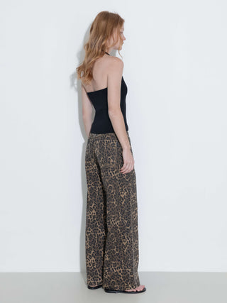 Leopard Wide Leg Denim Jeans