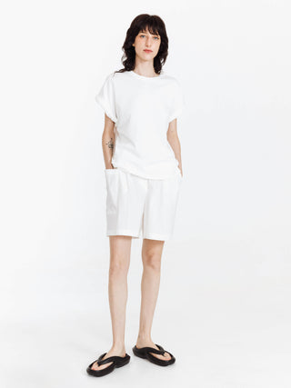 Round Neck White Casual T-shirt